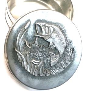 Vtg 1985 Metzke Pewter big mouth bass fish trinket